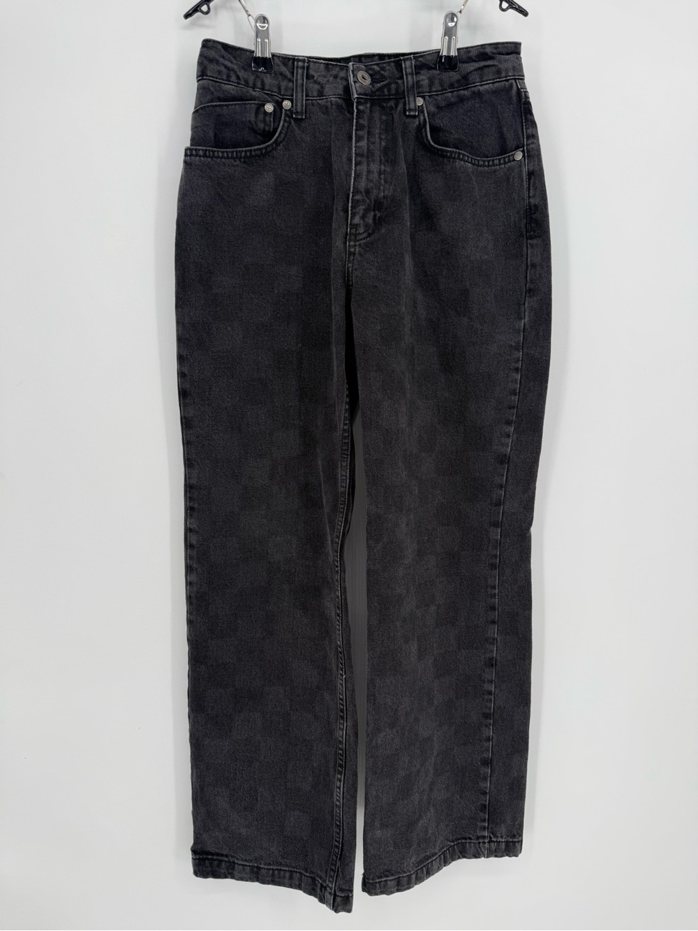 Ragged Jeans Washed Black High Rise Straight checkered Leg Jeans Size 26
